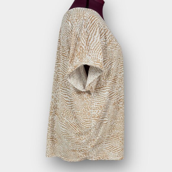 mySTYLE 3X beige white abstract print dolman sleeve tunic top tee - Picture 2 of 8